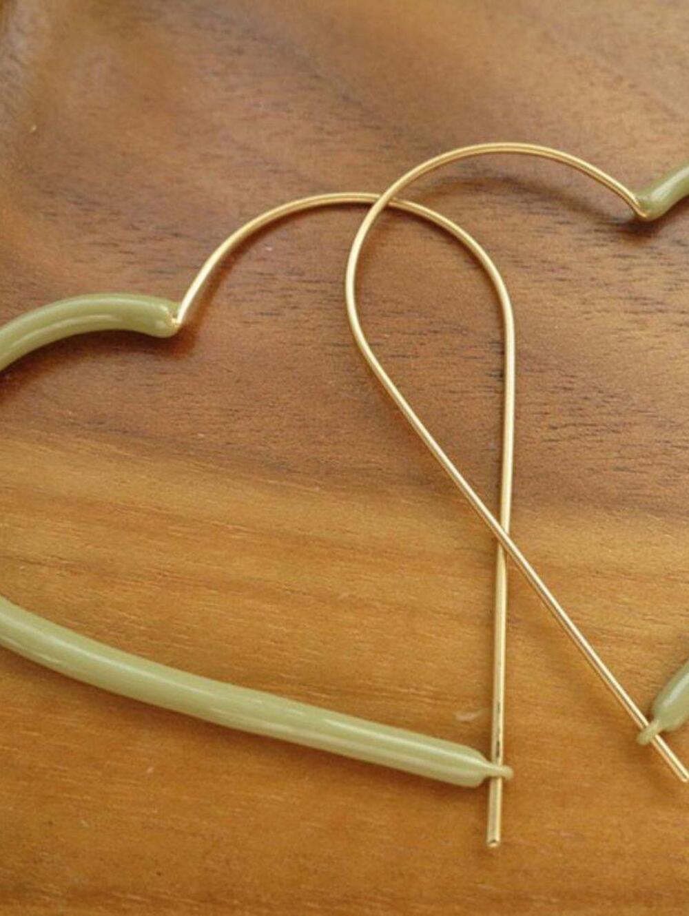 Enamel Heart Hoop Earrings